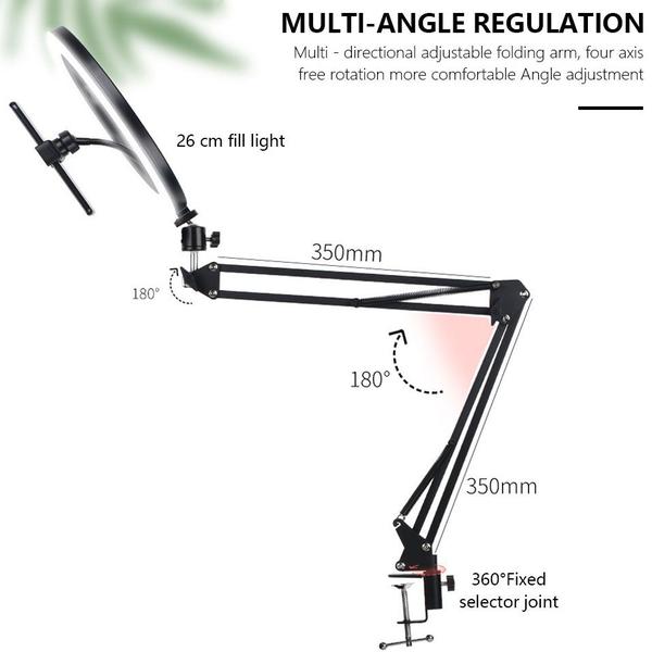 Ring Light de Mesa Suporte articulado flexível Iluminador Luz Led Vídeo Foto Blogueira Live Streamer - CJJM Imagem de Ring Light de Mesa Suporte articulado flexível Iluminador Luz Led Vídeo Foto Blogueira Live Streamer