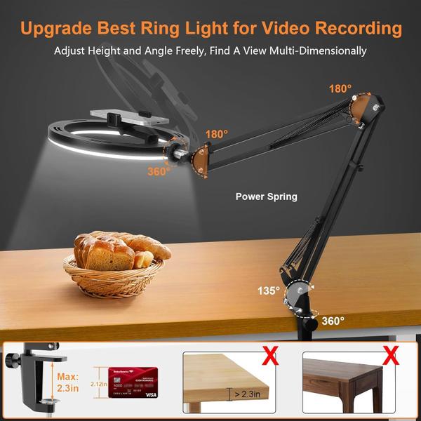 Imagem de Ring Light Evershop Upgrade Overhead com suporte e suporte para telefone