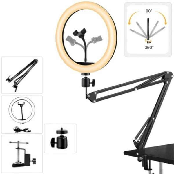 Ring Light Flexível Luz Led Usb Com Suporte Articulado De Mesa Estúdio Make Youtuber Aula - CJJM Imagem de Ring Light Flexível Luz Led Usb Com Suporte Articulado De Mesa Estúdio Make Youtuber Aula
