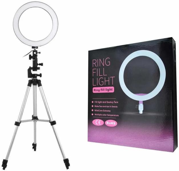 Imagem de Ring Light Iluminador 10" 26Cm Selfie Makeup Blogueira Tripé DE 1.60 metros  Luz Led