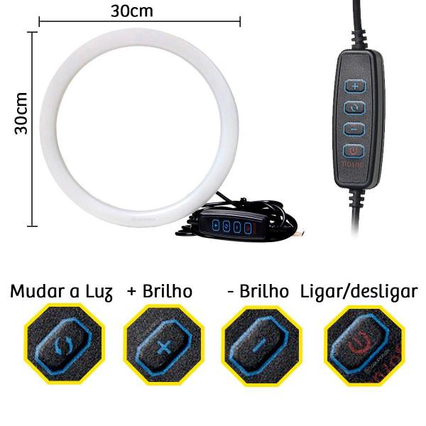 Ring Light Iluminador 12 Polegadas 3 Tonalidades De Branco - Ring Fill Imagem de Ring Light Iluminador 12 Polegadas 3 Tonalidades De Branco