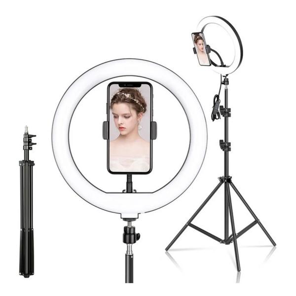 Imagem de Ring Light Iluminador 12 Polegadas 30Cm Com Suporte de Celular e Tripé de 2.10mts