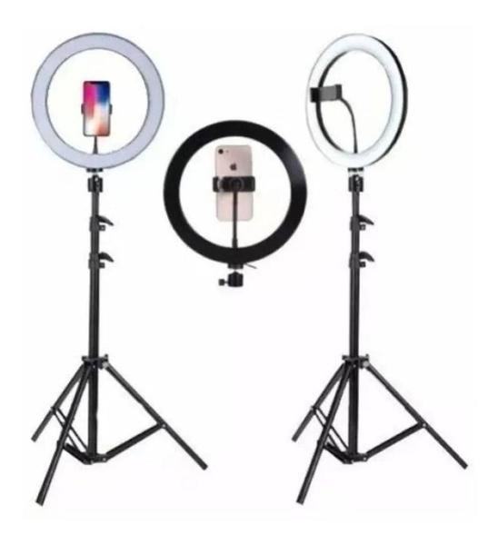 Imagem de Ring Light Iluminador 26Cm 10 Polegadas Com Suporte de Celular e Tripé de 2.10mts