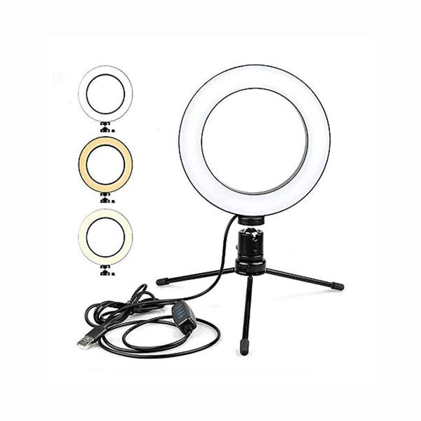 Ring Light Iluminador 6" 16 Cm Fotos e Videos Tripé De Mesa Luz Led - AAA Imagem de Ring Light Iluminador 6" 16 Cm Fotos e Videos Tripé De Mesa Luz Led