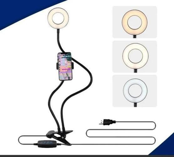 Imagem de Ring Light Iluminador Circulo Led De Mesa Com Clip On 360