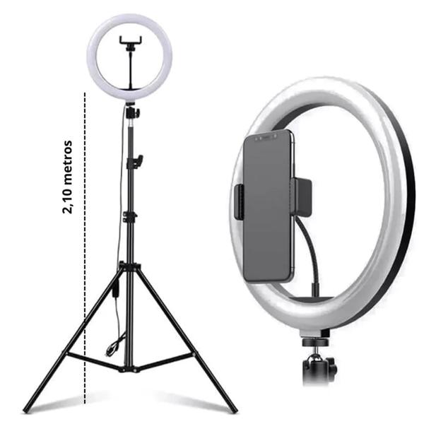 Imagem de Ring Light Iluminador Led Profissional 10 polegadas com Tripé 210cm