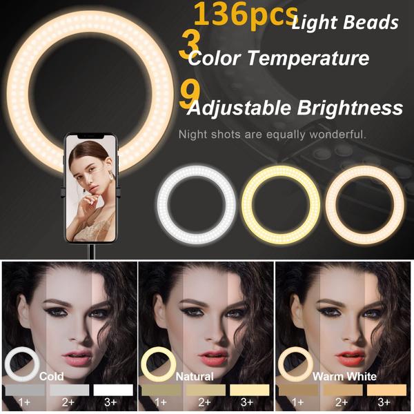 Imagem de Ring Light iyesku Professional de 10 polegadas com suporte de tripé preto