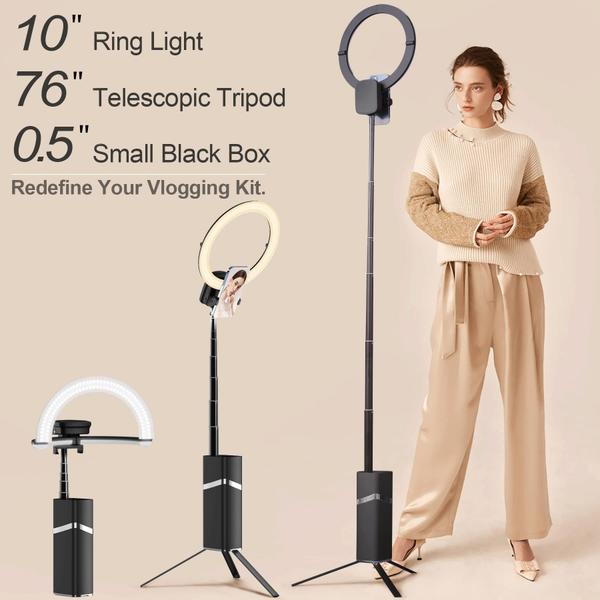 Imagem de Ring Light iyesku Professional de 10 polegadas com suporte de tripé preto