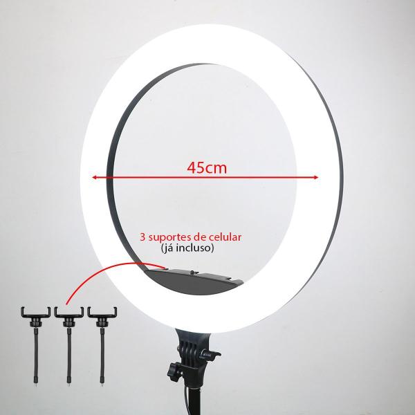 Imagem de Ring Light Led 55w Tomate 45cm Com Dimmer E Controle + Tripé 1.80m