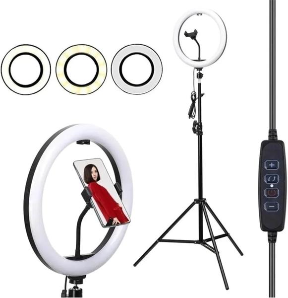 Imagem de Ring Light Led Completo Iluminador Portátil Self 13' Polegadas com Tripé 2.10m