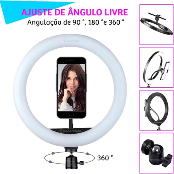 Imagem de Ring Light Led Completo Iluminador Portátil Self 13' Polegadas com Tripé 2.10m