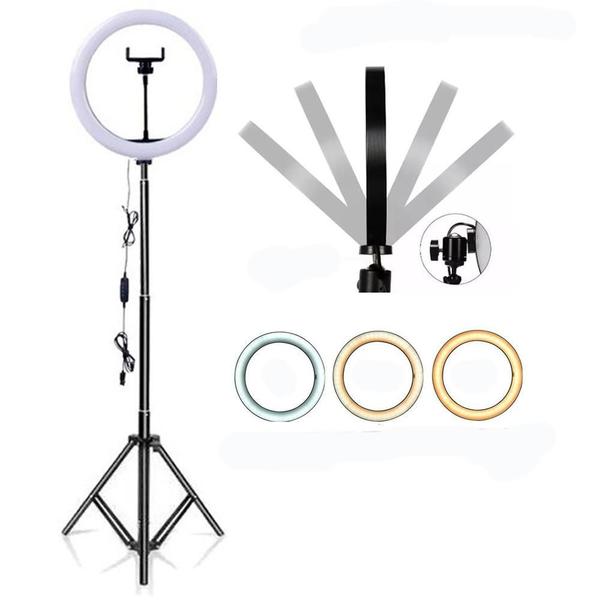 Imagem de Ring Light Led Iluminador 26Cm Completo 2,1M Tripé 210Cm