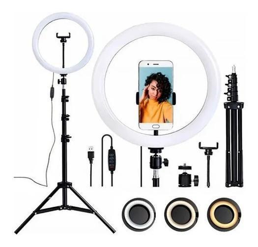 Imagem de Ring Light Led Iluminador 26Cm Completo 2,1M Tripé 210Cm