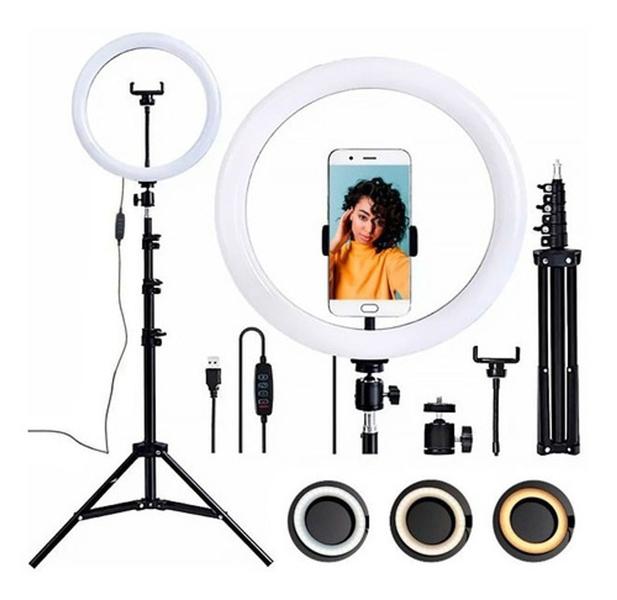 Imagem de Ring Light Led Iluminador 26cm Completo 2,1m Tripé 