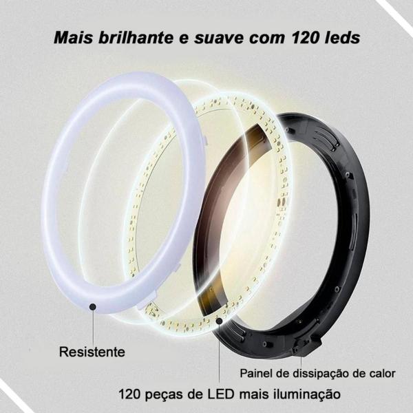 Imagem de Ring Light Led Iluminador 26cm Completo + Tripé 2.1m