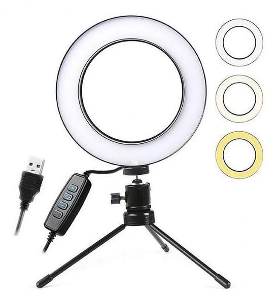 Imagem de Ring Light Led Iluminador Mesa Tripé 6 Polegada 16Cm