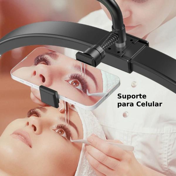 Ring Light Led Meia Lua 36W Arco Estético 60cm com Controle e Suporte Celular - HD-M6X - TUDOPRAFOTO Imagem de Ring Light Led Meia Lua 36W Arco Estético 60cm com Controle e Suporte Celular - HD-M6X