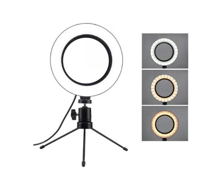 Imagem de Ring Light Led Mesa Iluminador Pequena Tripé 6 Polegada 16Cm