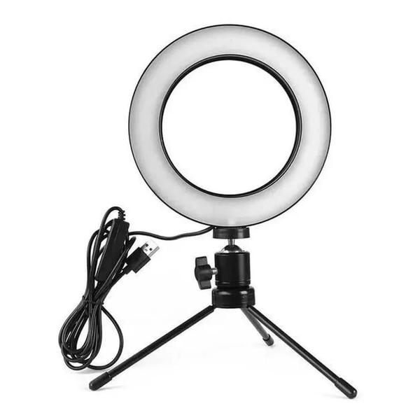 Imagem de Ring Light Led Mesa Iluminador Pequena Tripé 6 Polegada 16Cm