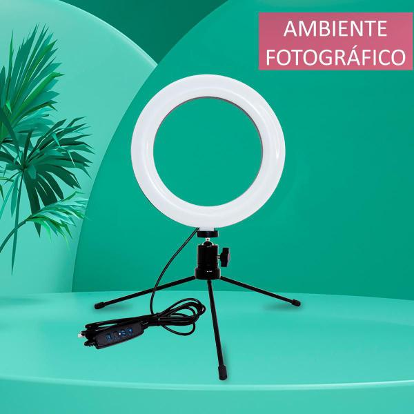 Imagem de Ring Light Led Mesa Iluminador Pequena Tripé 6 Polegada 16Cm