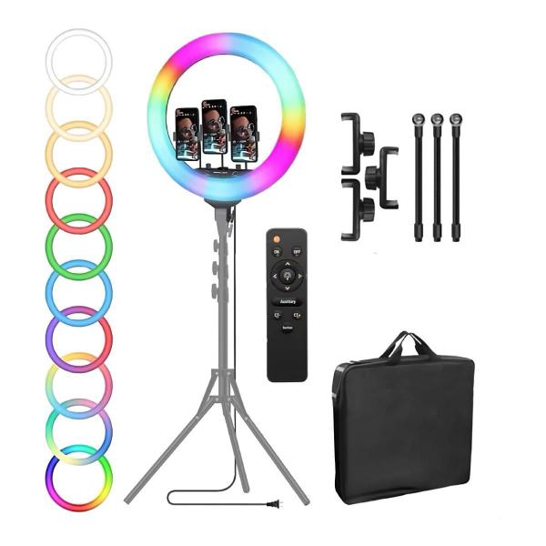 Imagem de Ring Light Led Rgb 45Cm Com Suporte Celular E Controle Rl18