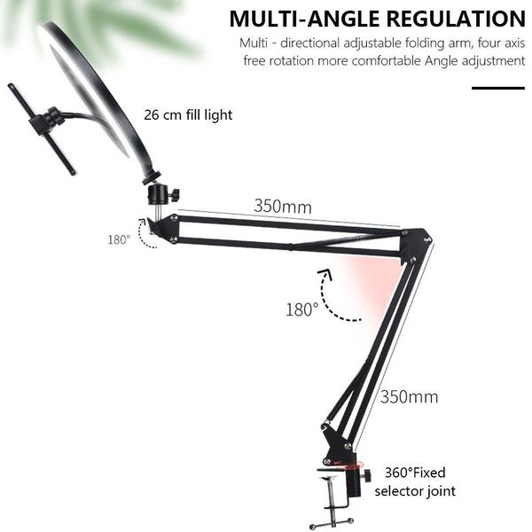 Imagem de Ring Light Led Rgb Braço Articulado de Mesa Suporte Para Celular Luminária Flexível