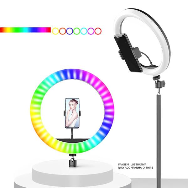 Imagem de Ring Light LED RGB Iluminador 26cm com Suporte para Celular - RL-10" RGB