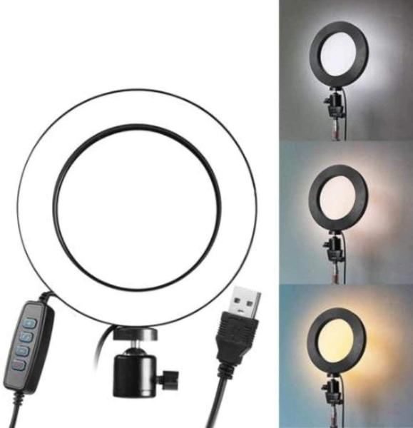 Imagem de Ring light led selfie 10 pl com tripé luz p celular blogueira foto