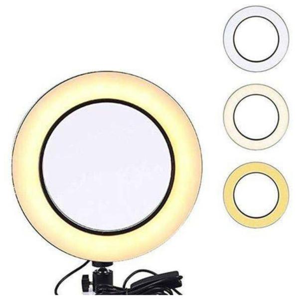 Imagem de Ring light led selfie 6" com tripé luz p celular blogueira foto