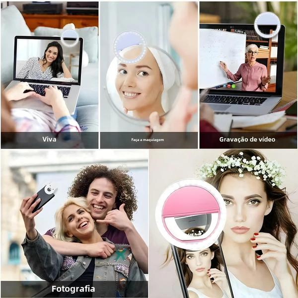 Imagem de Ring Light LED USB para Selfie com Lente para Celular - iPhone, Samsung, Xiaomi e Huawei