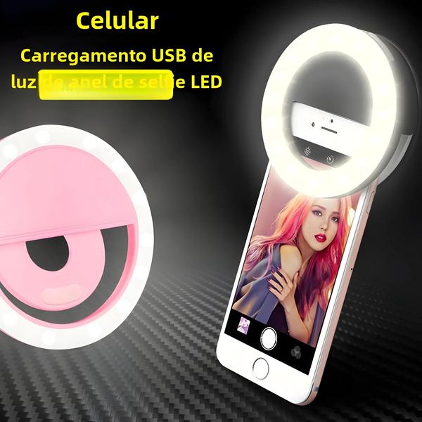 Imagem de Ring Light LED USB para Selfie com Lente para Celular - iPhone, Samsung, Xiaomi e Huawei