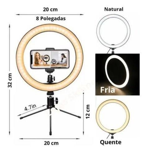 Imagem de Ring Light Mesa Suporte Led 20cm Tripe Usb Ate 6000k 8p