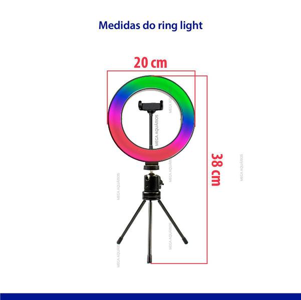 Imagem de Ring Light P Colorida 20Cm Tripé Mesa Suporte Cel Mj20