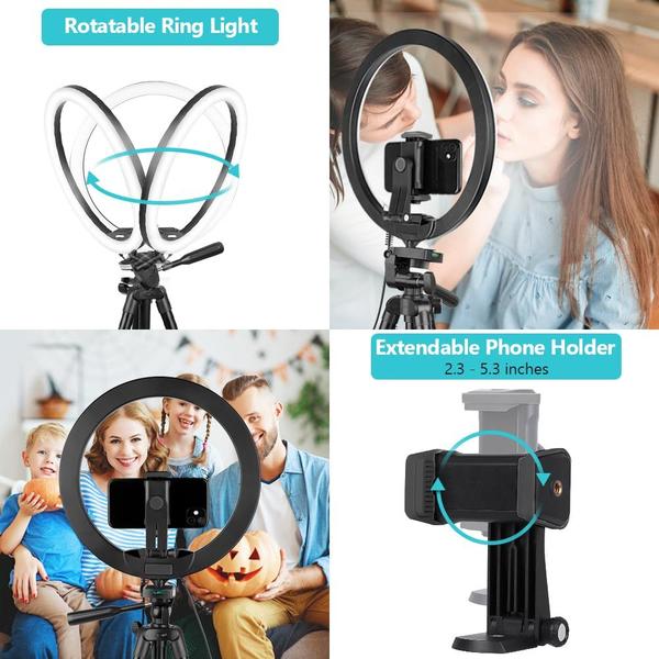 Imagem de Ring Light Sensyne 30 cm com suporte para tripé 127 cm com suporte para telefone