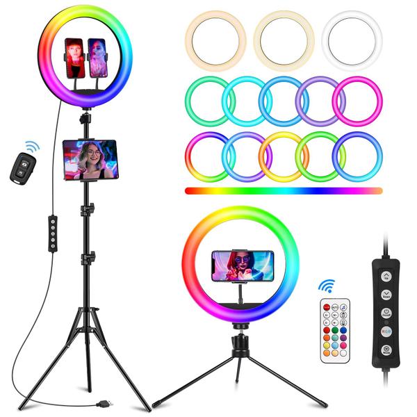 Imagem de Ring Light STALLY 12.3 com suporte de 75 cm e 2 suportes para telefone