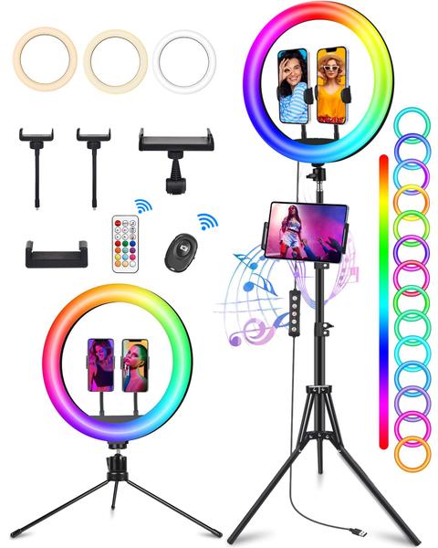 Imagem de Ring Light STALLY 13.3 com suporte de 75 cm com 3 suportes para telefone