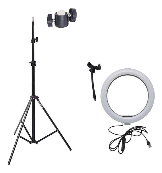 Imagem de Ring Light Suporte Celular Luz De Led 10 Polegadas + Tripé