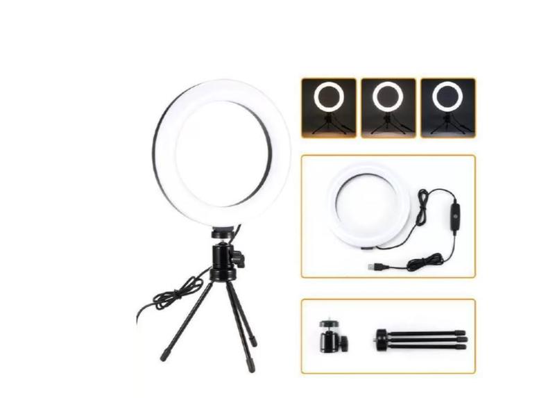 Imagem de Ring light tripe mesa iluminador de luz de led live selfie make