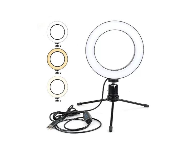 Imagem de Ring light tripe mesa iluminador de luz de led live selfie make