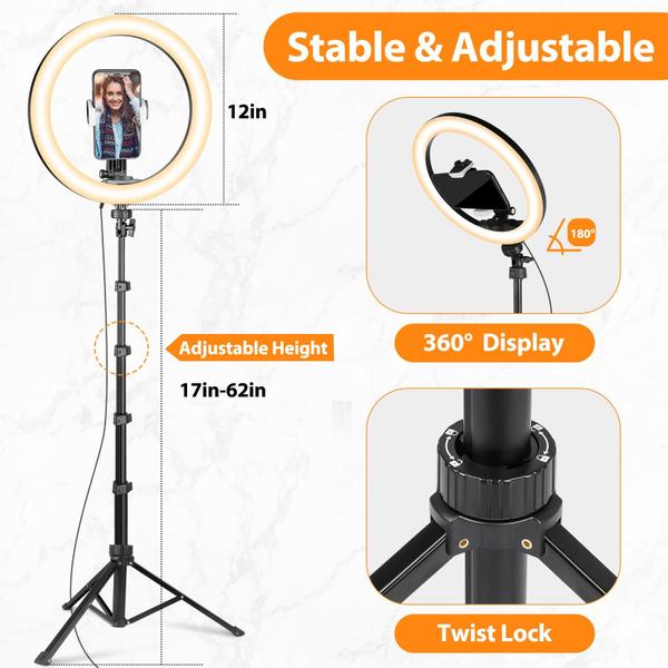 Imagem de Ring Light UbeeSize 12.2 com tripé Selfie Stick de 62 cm