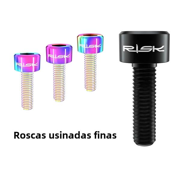 Imagem de Risco-parafusos titanium ultraleves para o guiador da bicicleta, 6 peças, m5x16mm/m5x18mm