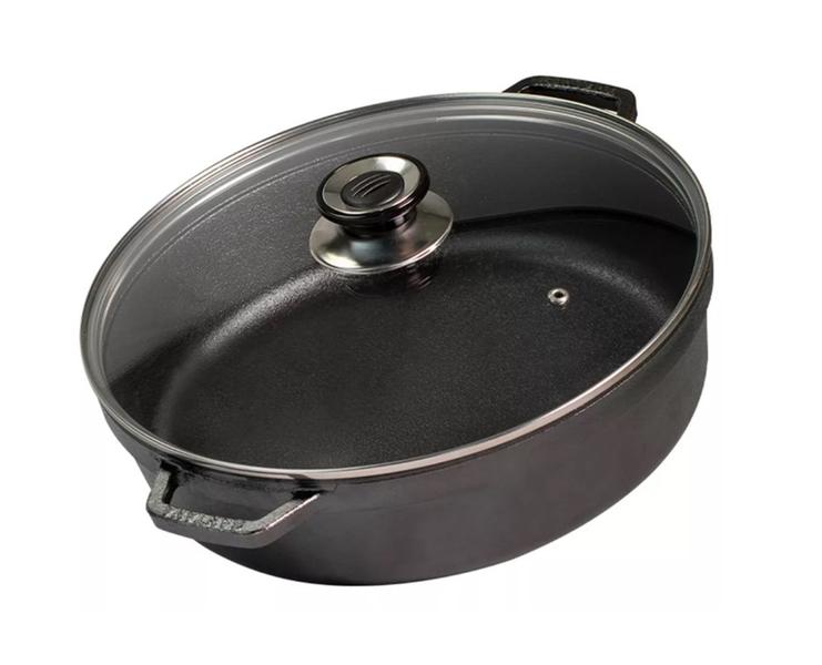 Risoteira Panela De Ferro 28cm 3,9litros Com Tampa De Vidro - Santana Imagem de Risoteira Panela De Ferro 28cm 3,9litros Com Tampa De Vidro