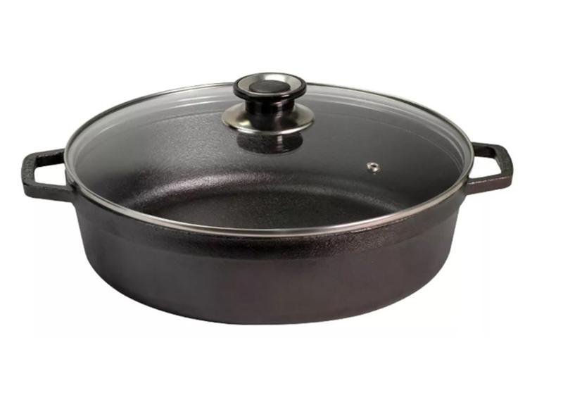 Risoteira Panela De Ferro 28cm 3,9litros Com Tampa De Vidro - Santana Imagem de Risoteira Panela De Ferro 28cm 3,9litros Com Tampa De Vidro