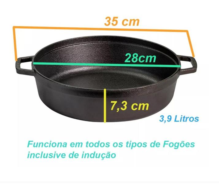 Risoteira Panela De Ferro 28cm 3,9litros Com Tampa De Vidro - Santana Imagem de Risoteira Panela De Ferro 28cm 3,9litros Com Tampa De Vidro