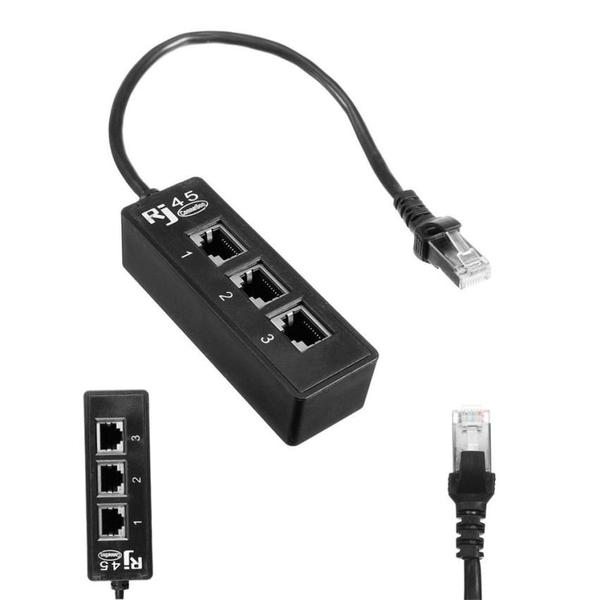 Imagem de RJ45 Splitter Connector 1 Macho para 3 Fêmea Módulo Adaptador