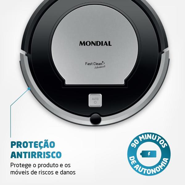 Imagem de Robô Aspirador de Pó Mondial Fast Clean Advanced 40W Preto Bivolt - RB-04