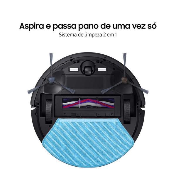 Imagem de Robô Aspirador de Pó Samsung VR3M Black limpeza 2 em 1 e controle via aplicativo