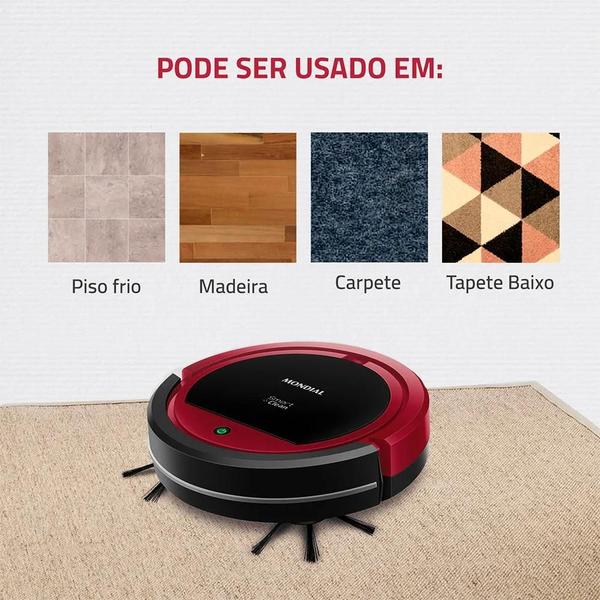 Imagem de Robô Aspirador de Pó Smart Clean Mondial RB-07 Vermelho com Preto Bivolt