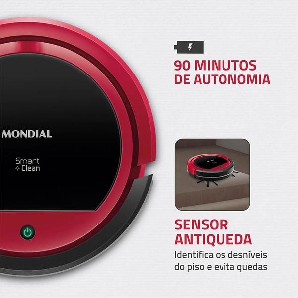 Imagem de Robô Aspirador de Pó Smart Clean Mondial RB-07 Vermelho com Preto Bivolt