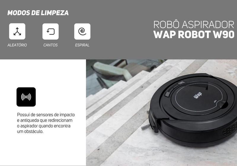 Imagem de Robô Aspirador E Passa Pano Wap Robot W90 Preto Bivolt